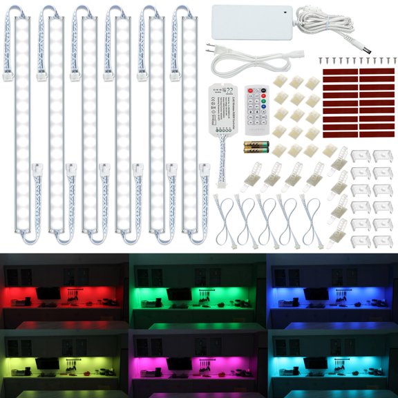 Under-Cabinet LED Lights Kit RGB + 5000K Color Changing Dimmable Plug-In