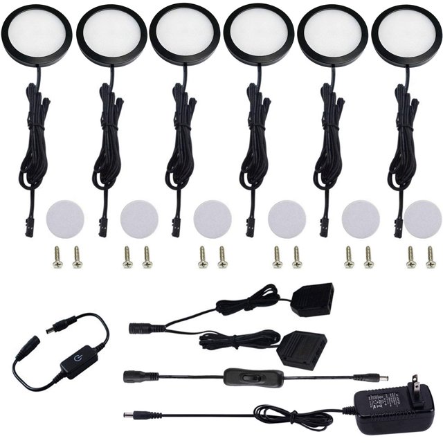 Under LED Puck Lighting Kit Touch Dimmer Switch 6 Lights