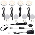Under LED Puck Lights Kit with Touch Dimming Switch for Night Lighting (4 Lights, Warm