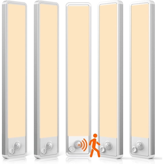 Under Cabinet Lighting LED Motion Sensor Light 2200maAh Rechargeable Indoor Closet Lights for Kitchen, Stairs (5, Warm White, 10 Inch)