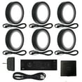 thumbnail image 1 of VST Under-Cabinet LED Lights, 2W (12W Total, 60W Equivalent), Wired Touch Dimmer, Recessed or Surface Mount, 4000K, 6 Pack，Black, 1 of 7