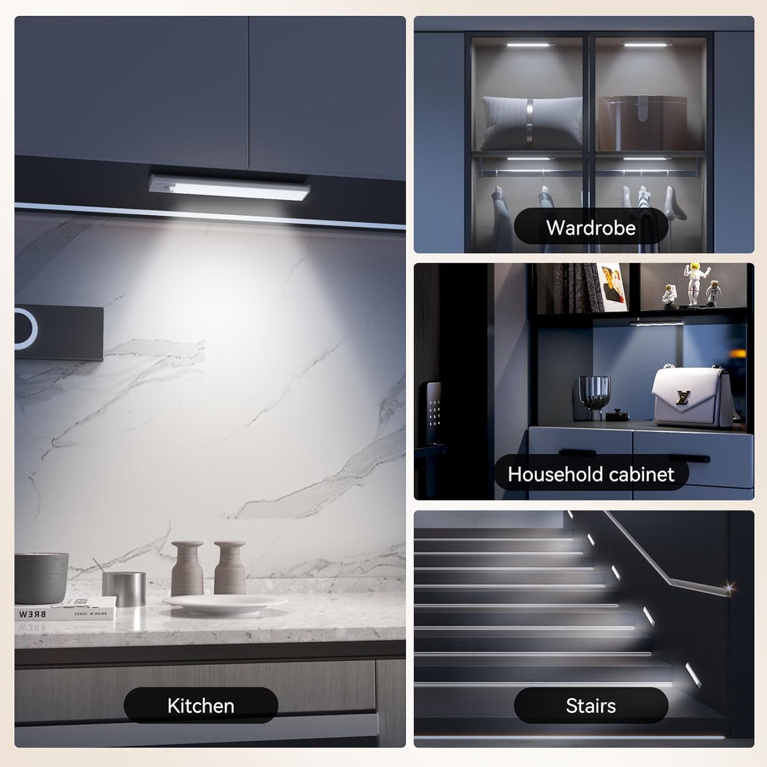 Under Cabinet Lights Wireless, Rechargeable Otion Sensor Light Indoor