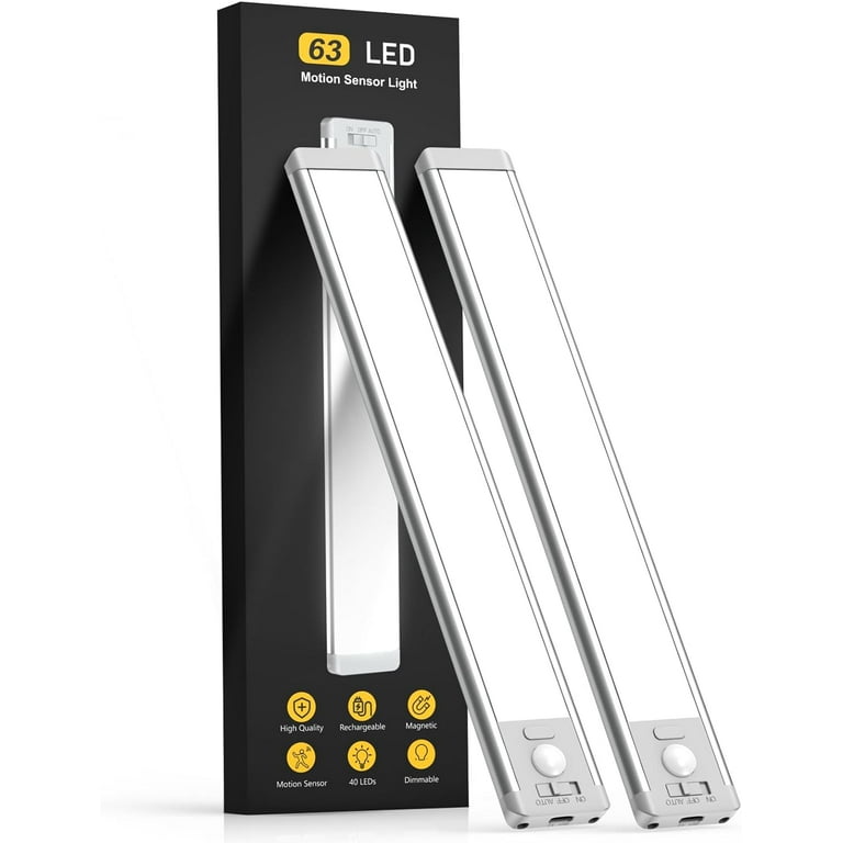 Under Cabinet Lights, 63 Led Rechargeable Battery Operated Motion 