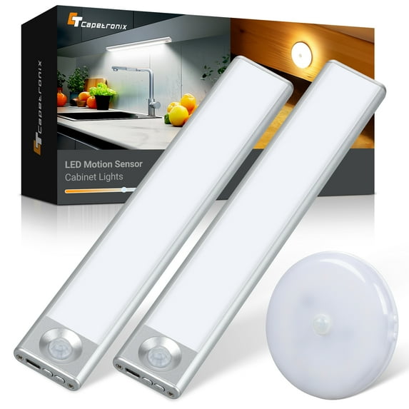Under Cabinet Lights, Rechargeable Closet Lights with 3 Color Temperatures Dimmable 3 Modes, Motion Sensor Light Indoor with Magnetic, Wireless Under Counter Lights for Kitchen, Stairs