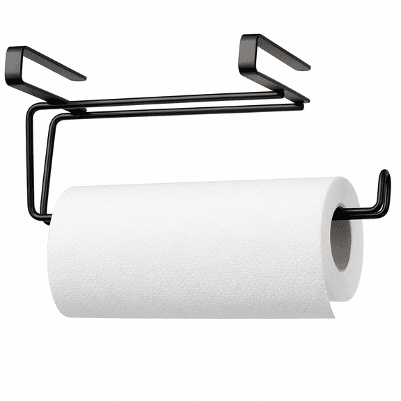 Under Cabinet Paper Towel Holder, 13" Slide-On Kitchen Roll Organizer for Max 0.82" Shelf, No Drill Paper Towel Rack for RV, Black