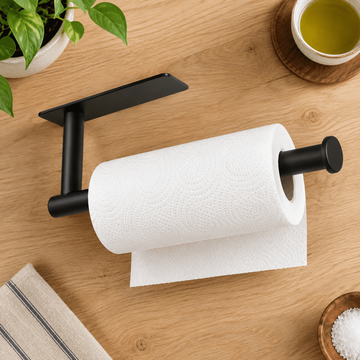 Metal Racking Rolls Under Cabinet Paper Towel Holder For Kitchen Adhesive Black | Wall ...