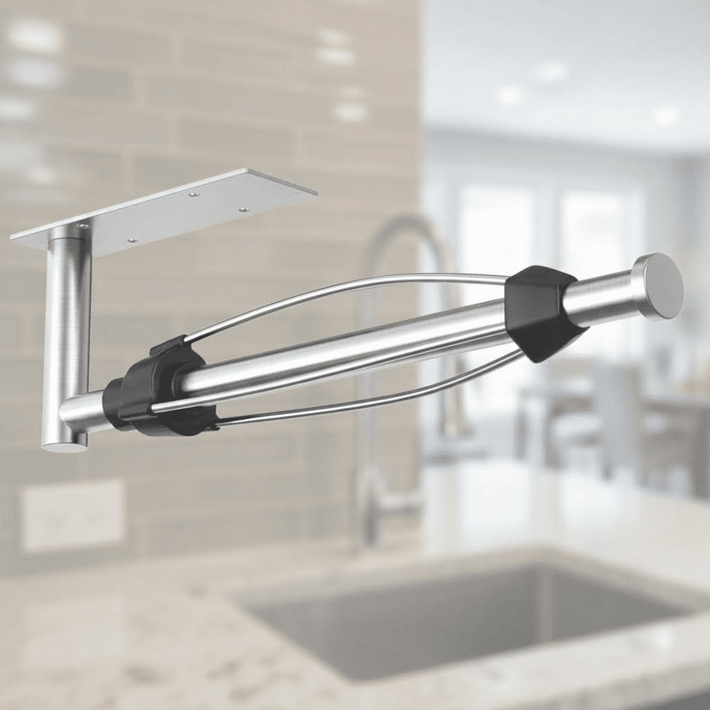 Under Cabinet Paper Towel Holder, Wall Mounted Kitchen and Bathroom Roll Holder with Damping Effect, Brushed Silver Stainless Steel