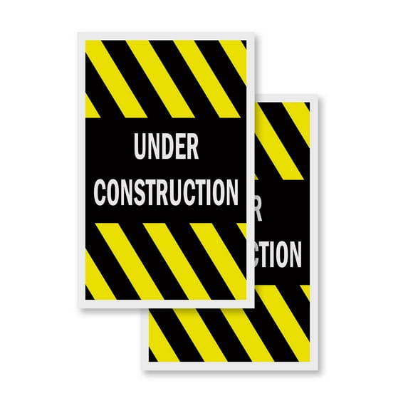 Under Construction (2-PACK) 24" x 36" Vinyl Decals | Sign Insert Peel & Stick Decals Stickers Window Signs