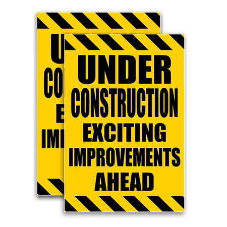 Under Construction (24" X 36") Vinyl Decal Only (Pack of 2) |Sign|Sticker|Poster