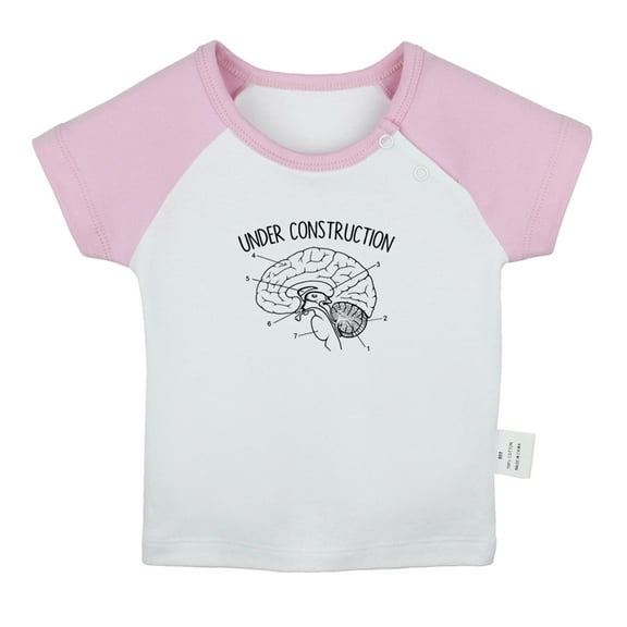 Under Construction Funny T shirt For Baby, Newborn Babies T-shirts, Infant Tops, 0-24M Kids Graphic Tees Clothing (Short Pink Raglan T-shirt, 6-12 Months)
