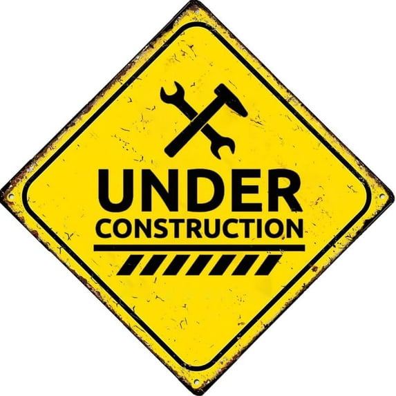 Under Construction Funny Vintage Decor For Home Bar Room Diner Garage Kitchen, Square Sign 12X12 Inches