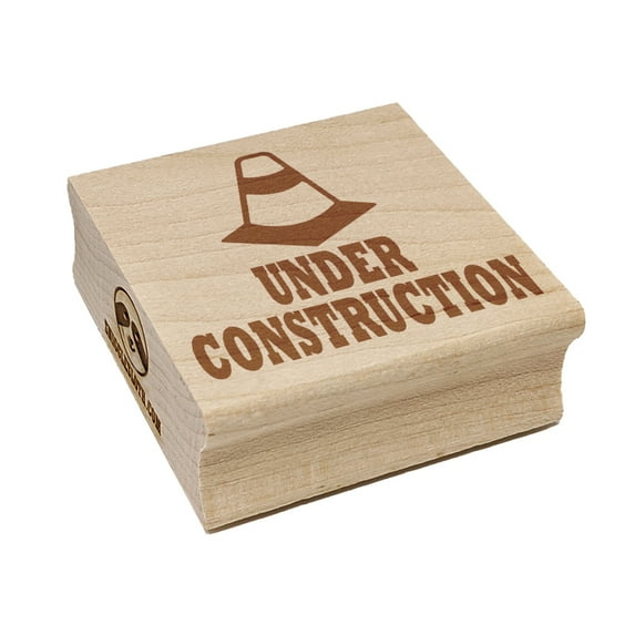 Under Construction Traffic Cone Teacher Motivation Square Rubber Stamp Stamping Scrapbooking Crafting - Large 2.75in