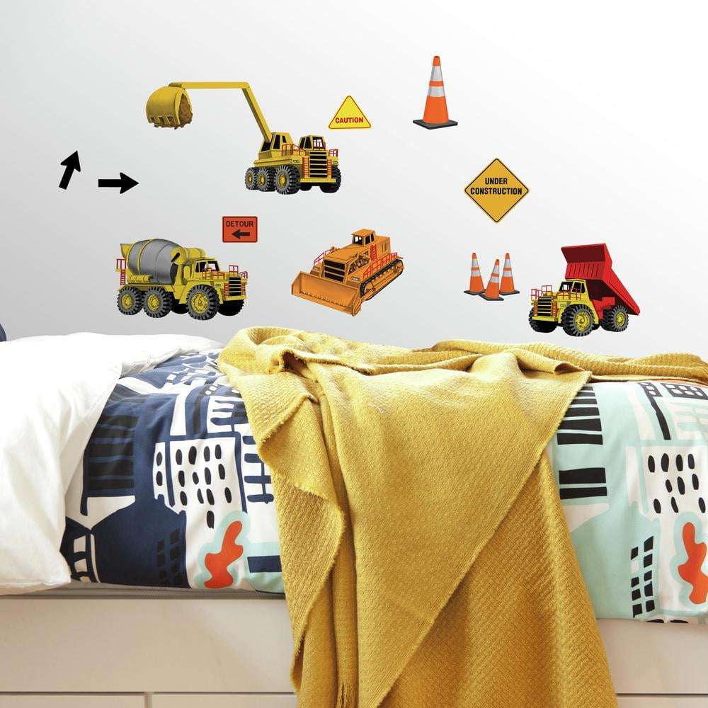 Bright Yellow and Orange Construction Site Wall Decals