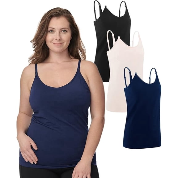 Under Control Women's Maternity Nursing Tank Top Cami with Bras, 3 Pack