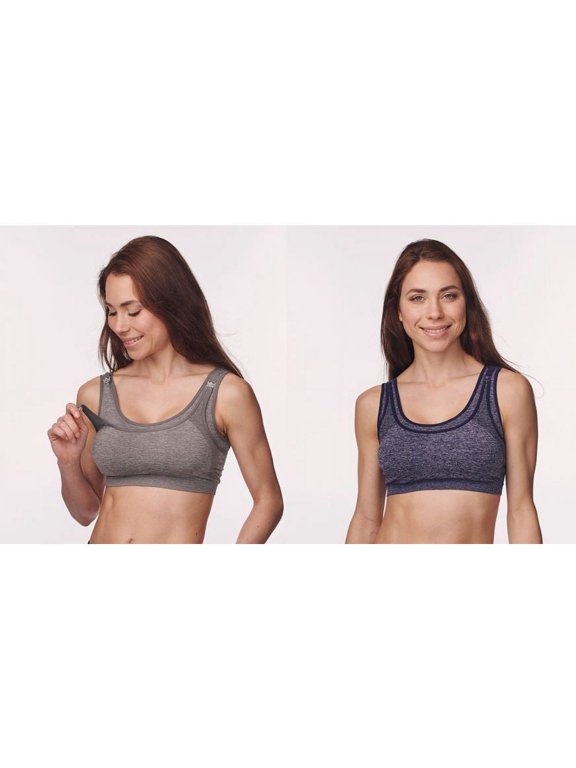 Women’s Adult Seamless Maternity And Nursing Yoga Bra, 2 Pack Bras