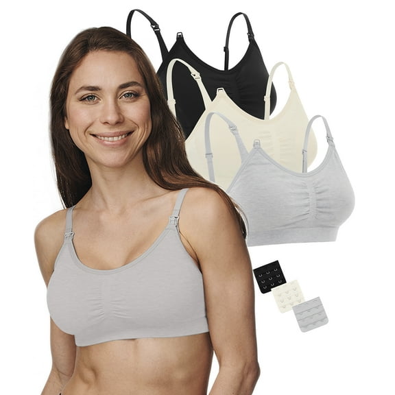 Under Control Women’s Adult Classic Fit Nursing Bra, Soft & Seamless, Black, 3-Pack – Comfortable & Supportive Maternity Bras