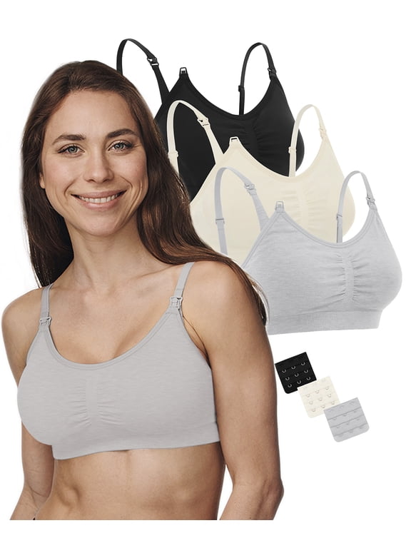 Women’s Adult Classic Fit Nursing Bra, Soft & Seamless, Black, 3-Pack – Comfortable & Supportive Maternity Bras