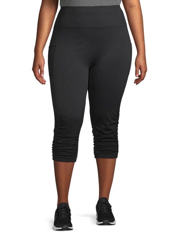 Women’s Adult Plus Size Comfortable Seamless Active Ruch Capri Legging Capris