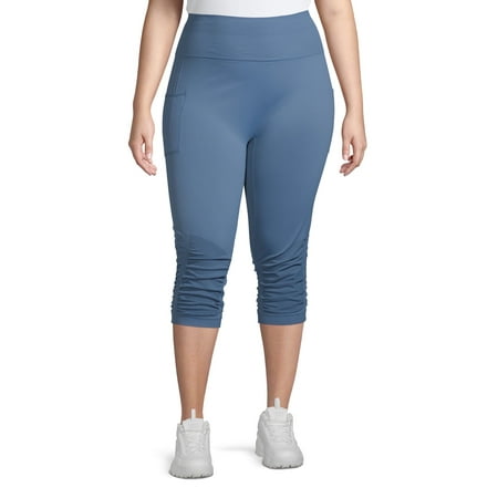 Under Control Women’s Adult Plus Size Comfortable Seamless Active Ruch Capri Legging Capris