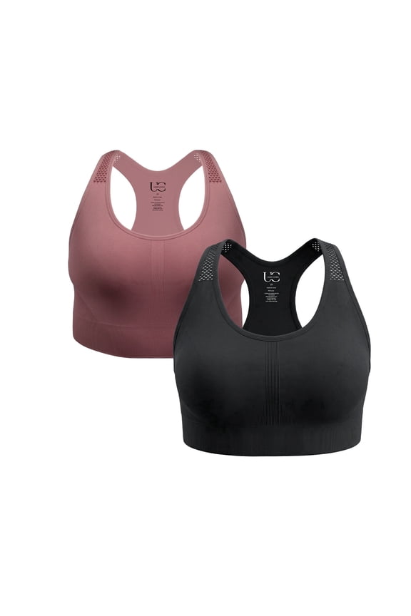 Women's Plus Size Sports Bra High Support Seamless Racerback 2PK Set