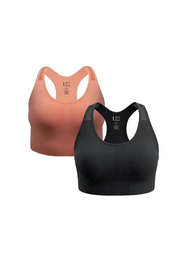 Women's Plus Size Sports Bra High Support Seamless Racerback 2PK Set