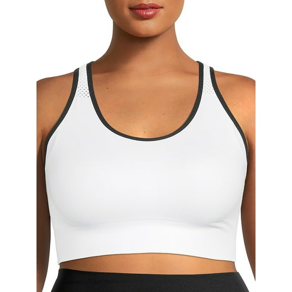 Under Control Women's Plus Size Sports Bra High Support Seamless Racerback White 3X Size