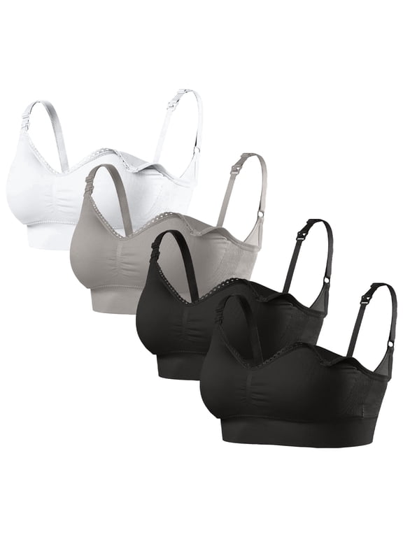 Women's Seamless Nursing Bra, Wireless, 4-Pack L Size