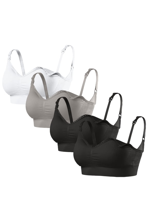 Women's Seamless Nursing Bra, Wireless, 4-Pack L Size