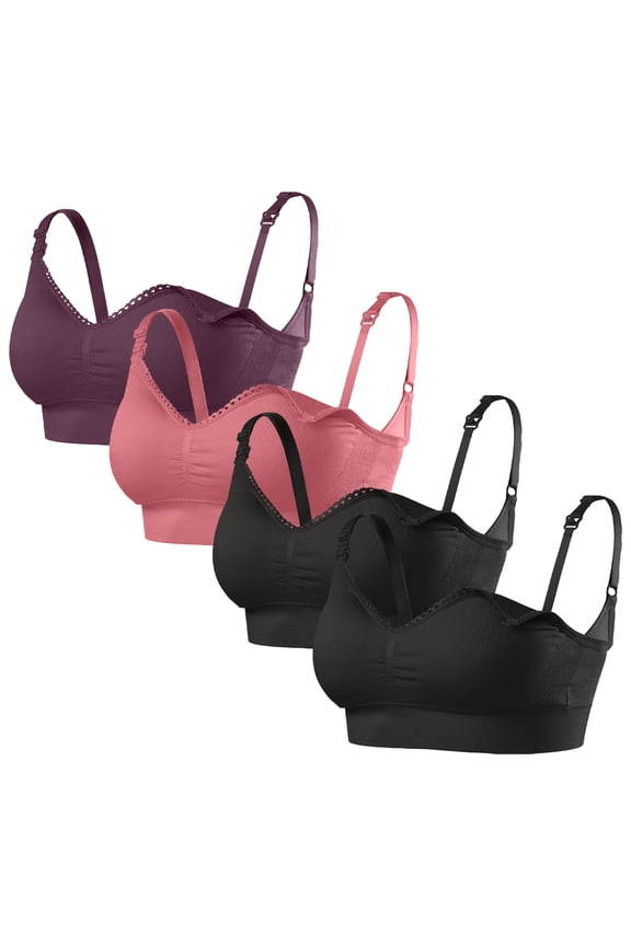 Women's Seamless Nursing Bra, Wireless, 4-Pack L Size