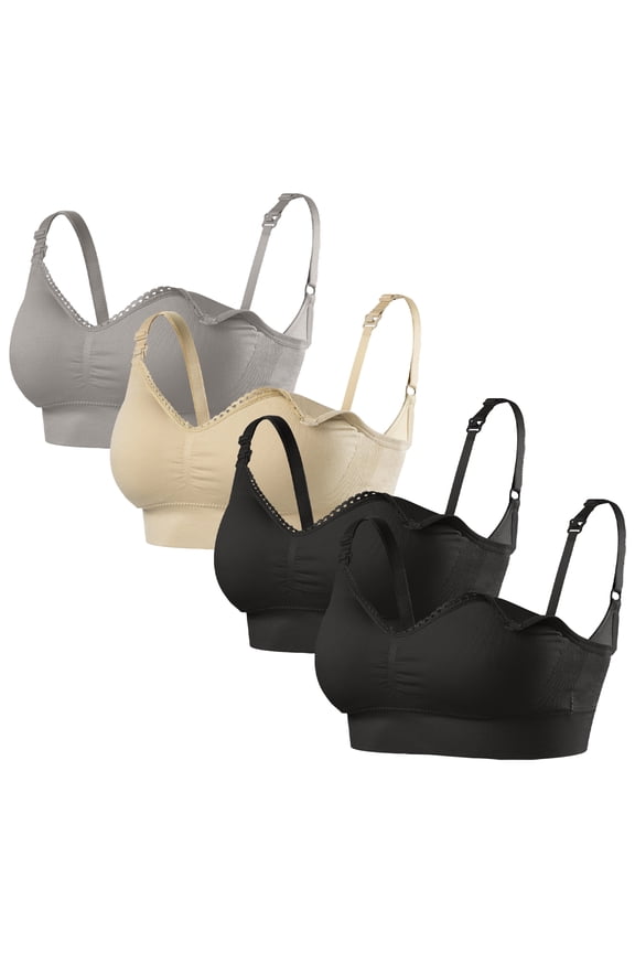 Women's Seamless Nursing Bra, Wireless, 4-Pack M Size