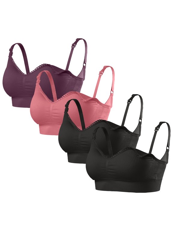 Women's Seamless Nursing Bra, Wireless, 4-Pack M Size