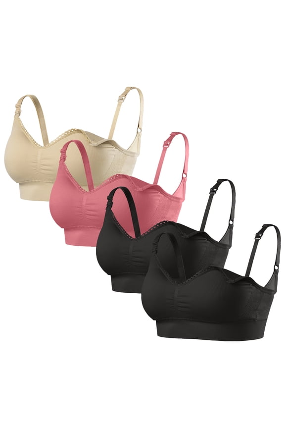Women's Seamless Nursing Bra, Wireless, 4-Pack S Size