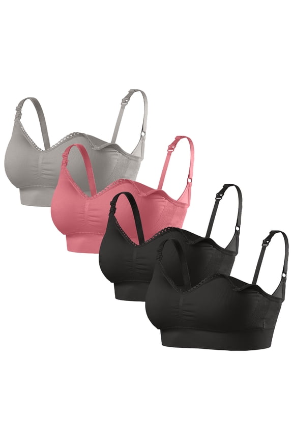 Women's Seamless Nursing Bra, Wireless, 4-Pack S Size