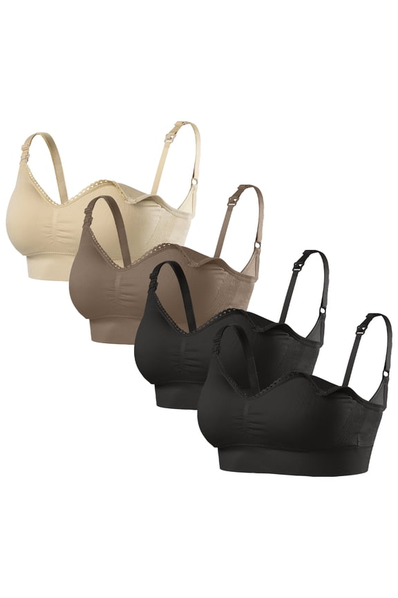 Women's Seamless Nursing Bra, Wireless, 4-Pack S Size