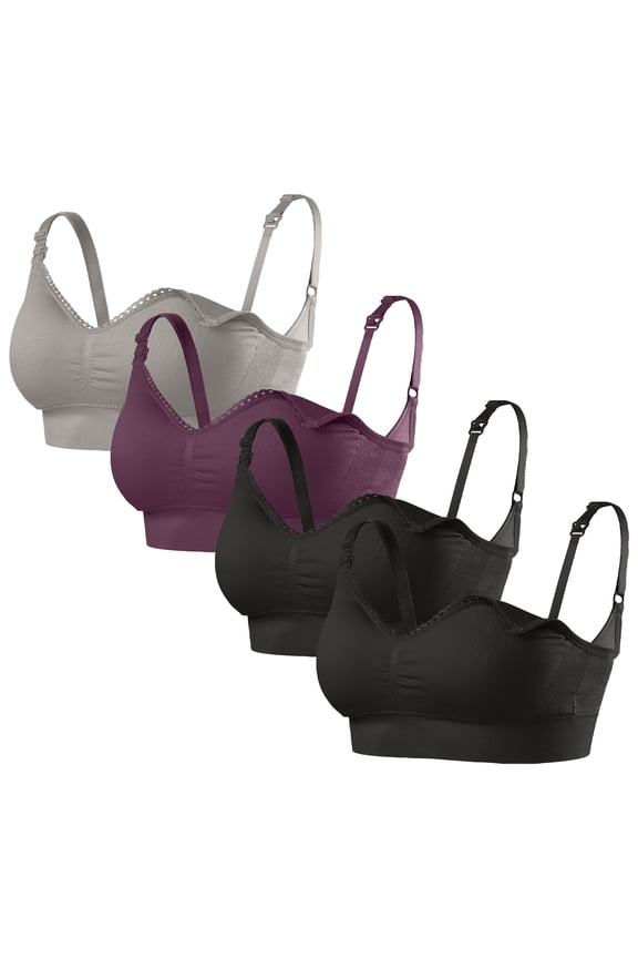 Women's Seamless Nursing Bra, Wireless, 4-Pack XL Size