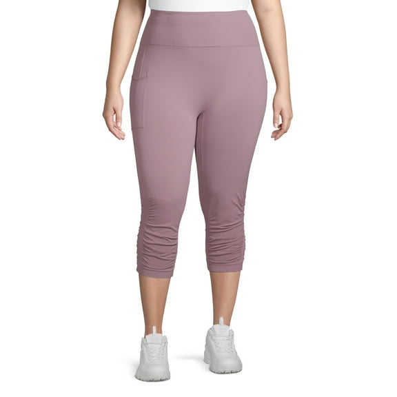 Under Control Women’s Adult Under Control by Plus Size Comfortable Seamless Active Ruch Capri Legging Capris