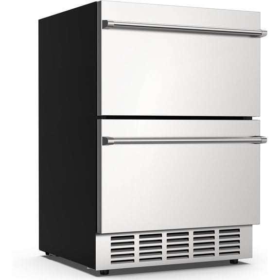 Under Counter Drawer Fridge, 24 Inch Double Drawer Beverage Cooler, Outdoor Kitchen Fridge