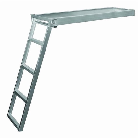 Under Deck 5-Step Pontoon Ladder - Round Front - Anodized Aluminum