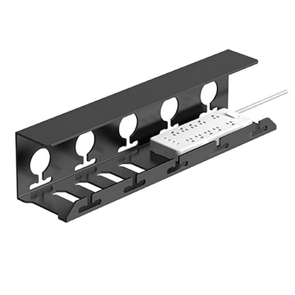 Under Desk Cable Management Metal Cable Tray Under Desk with Clamp Power Strip Cord Holder No Drilling