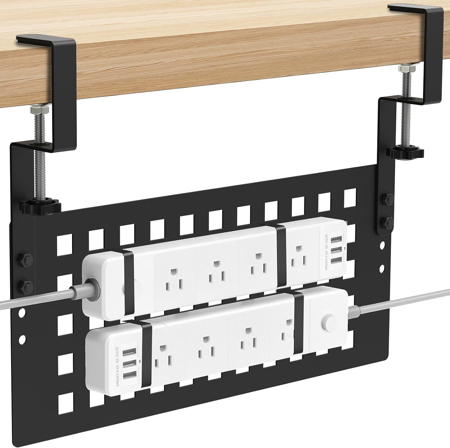 Under Desk Cable Management Rack,16''Cable Rack with Clamp for Desk