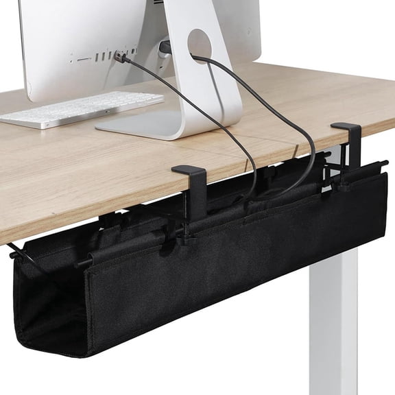 Under Desk Cable Management Tray 27.5in-Clamp on Wire and Cable Organizer for Storage and to Hide Cords for Home