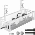 thumbnail image 1 of OFEFE Under Desk Cable Management Tray - No Drill Cable Organizer Box with Side Opening, Cord Raceway for Office & Home, Wire Storage Basket for Power Strips (15.35"x4.72", White Metal Mesh), 1 of 7