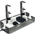 thumbnail image 1 of Under Desk Cable Management Tray, No Drill Metal Cord Organizer to Conceal Wire for Office Home, Black, 1 of 7