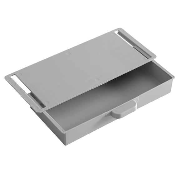 Under Desk Drawer Adhesive Storage Box, Hidden Plastic Slide Out Organizer for Office Desk, Small Drawer for Pens Jewelry Makeup Kitchen Supplies