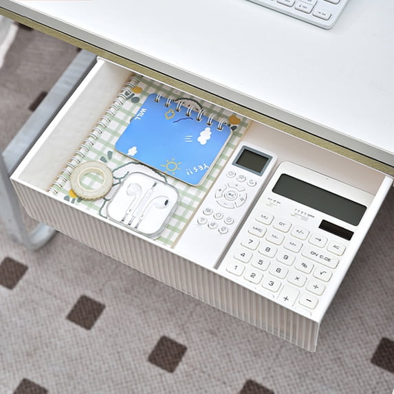 Under Desk Drawer Sticky Storage Organizer Pencil Tray Hideaway Storage Box Office Home