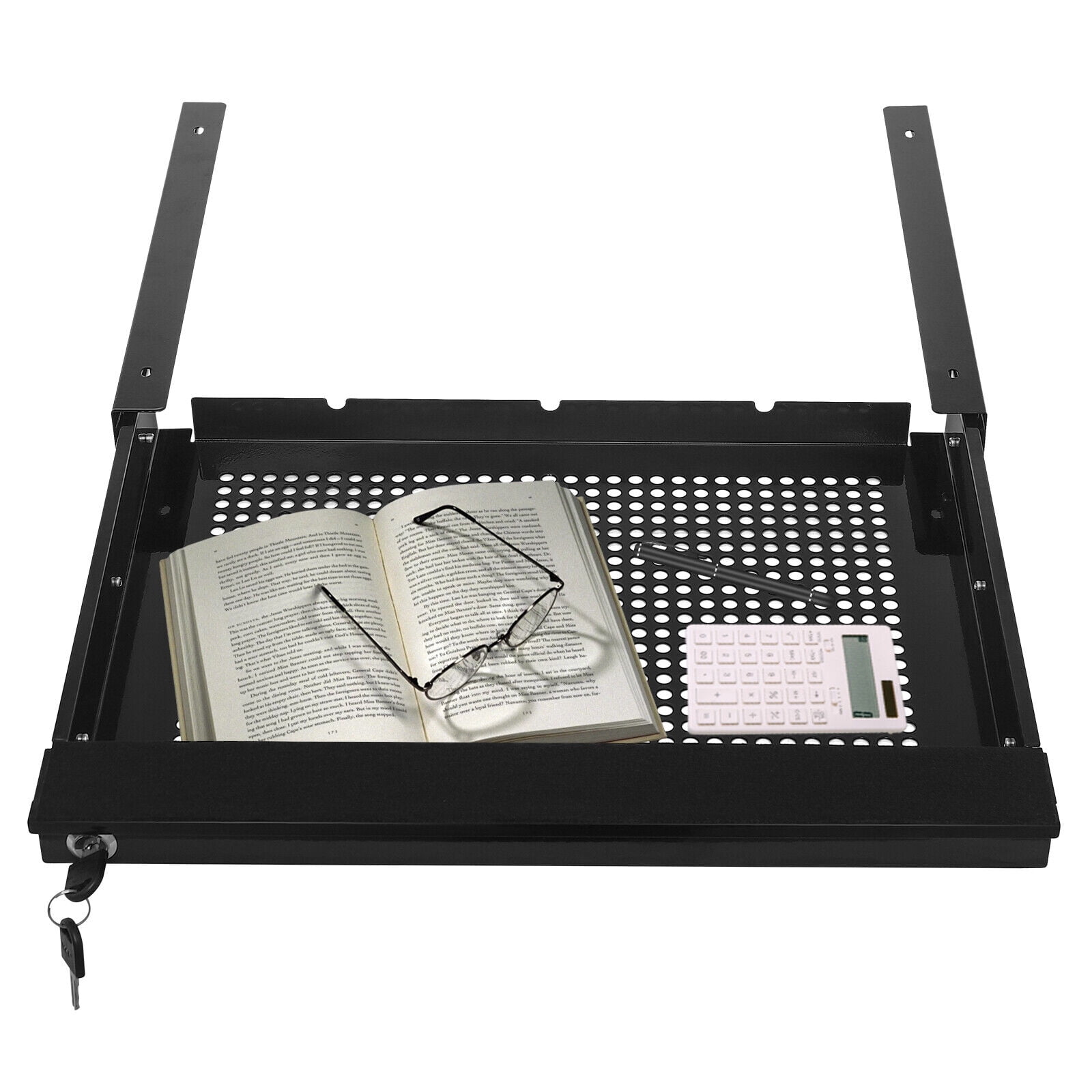Under-Desk Drawer Storage Organizer for Standing Desks, Pull-Out Black Drawer for Office Desk, Space-Saving Desk Organizer