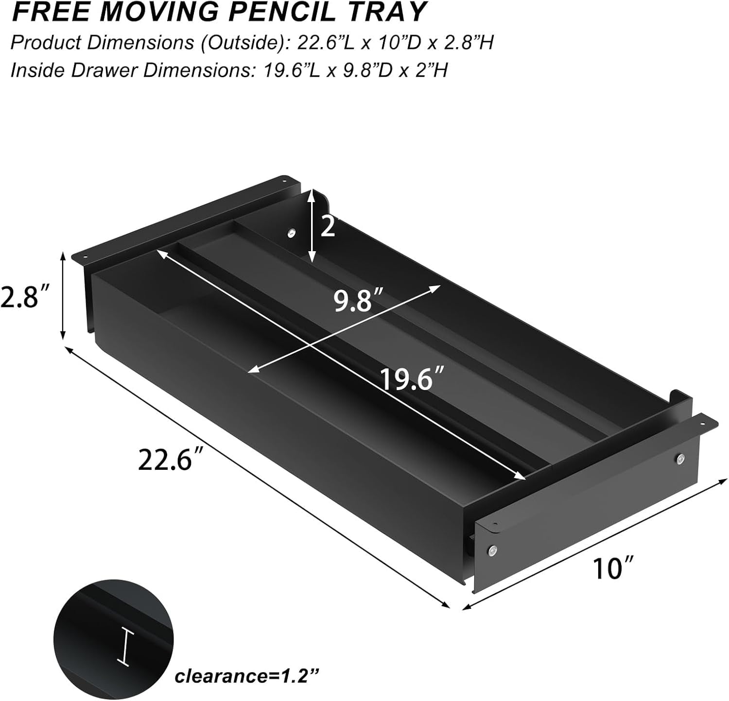 Under Desk Drawer with Sliding Pencil Tray -  Large Storage Organizer for Office Supplies