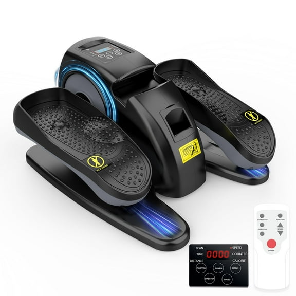Under Desk Elliptical Electric Ellipse Leg Exerciser for Seniors, Quiet & Compact Seated Pedal Exerciser with Remote Control LCD Display Monitor