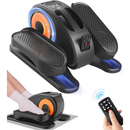 Under Desk Elliptical, Electric Seated Pedal Exerciser, Quiet & Spacious Mini Ellipse Leg Exerciser with Display Monitor, Remote Control and 12 Adjustable Speeds, Elliptical Machine for Home