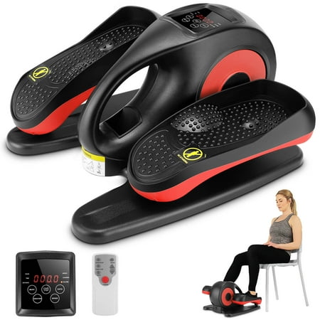 Under Desk Elliptical Machine Electric Pedal Bike Exerciser Trainer with LCD Monitor Quiet Compact Exercise Equipment for Home Office Gym